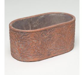 Obal oval cement šedý s medenou 20x11x8.8cm