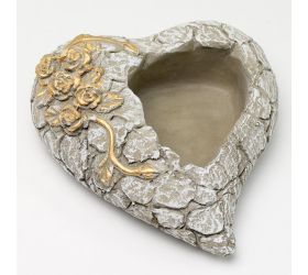 Obal srdce cement šedá zl.ornamnet 16x17.5x7cm