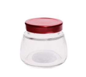 Pohár 150ml sklo/ viečko červ. *2387