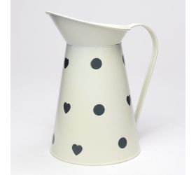 Váza džbán malý kov krém veľké bodky v:22x12,5cm super cena