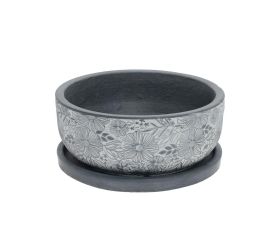 J113 kvetináč + miska liva čierna 44x20,5cm xl