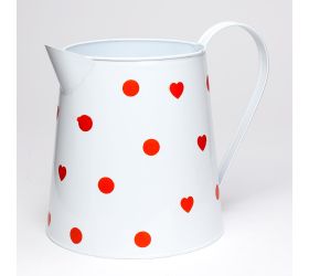 Váza džbán v:19x14cm kov biely veľké bodky  super cena