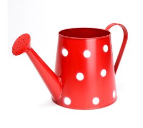 Váza krhla ružica kov červená veľké bodky v:16x12cm super cena