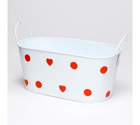 Obal ovál s ušami  kov biely veľké bodky v:10x12,5x24cm super cena