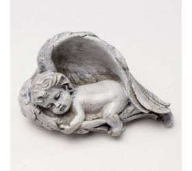 Anjel v krídlach sivý 9,5x6x6cm polyres