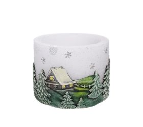 Zimný domček lampion biely