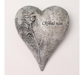 Srdce sivé 14x12x6,5cm polyres