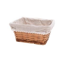 Prút. košík obdĺžnik hnedý biela látka 28x23x15cm