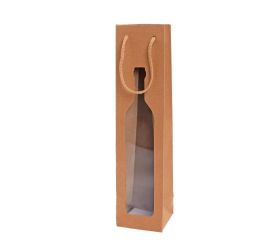 Taška papier fľaša kraft 9x37+8,5