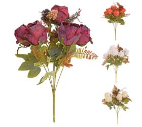 Kytica ruža, drob.kvety, zeleň mix/4f 40cm