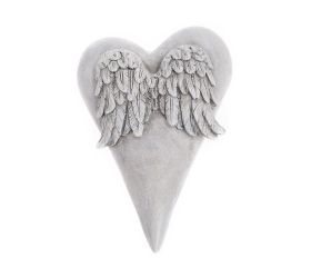 Srdce s krídlami sivé13*9,5*4cm