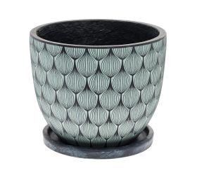 J65 kvetináč + miska okrúhly jill zel./čierna 37h30,3cm l