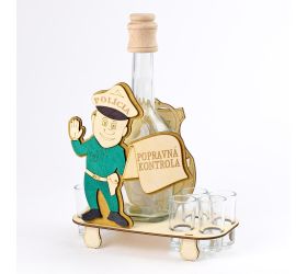 657 policajt/poháre drevo+sklo v32x22x11cm