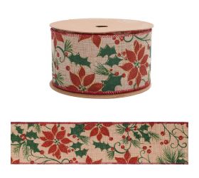 Stuha vian ruža juta 6,3cm/10m 4273xg