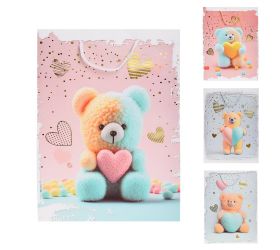 Darčeková taška l 30x41cm macko so srdcom