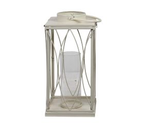 Lampáš štvorec kov krémový  m