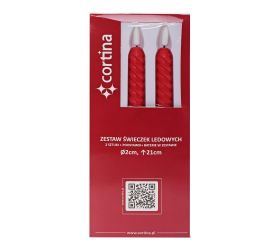 Sviečka stolová led s bater.červ. 24cm s/2