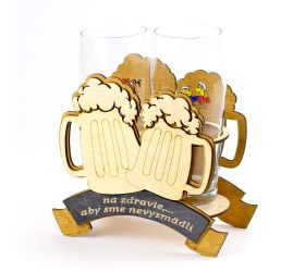 715 pivné poháre drevo+sklo v22,5x21x10cm