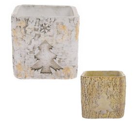 Obal cement štvorec strom kôra 15x15x14cm