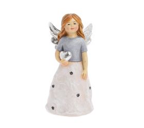 Anjel so srdcom siv/str poly 6,8*6,5*13,5cm
