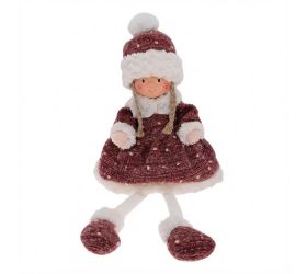 Dievča sediace bie/bor textil 18*16*45cm