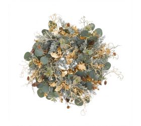 Veniec eucalypt, tuja, šišky, ginko zeleno-zlatý 50 cm