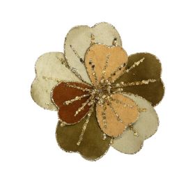 Ks vianočný kvet-magnólia na klipe zel/zla zamat textil 18cm