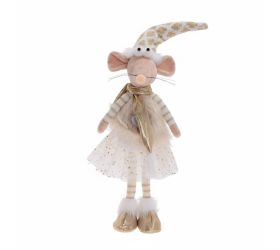 Myška stojacia kré/zla textil 15*16*51cm