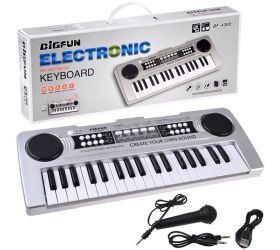 Mini organový klavír 37 kláves + mikrofón strieborná