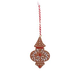 Záves perníková ozdoba bie/hne/čer poly 9*5,5cm