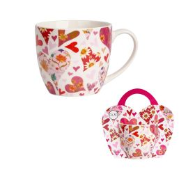 Šálka 460ml ružové srdcia