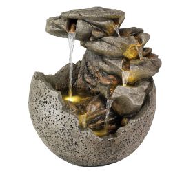 Fontána s okrúhlym kameňom, polyres. transformátor, vonkajšia l.50cm w.53.5cm h.60.5cm