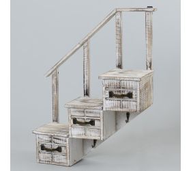 Dr.drž. na kvetináč schody biela 38x50x13