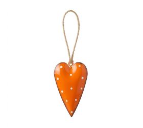 Záves srdce oranžovo-bie plech 4,5*7cm