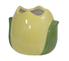 Obal tulipán keramika 10 × 7 × 9 cm žlutý