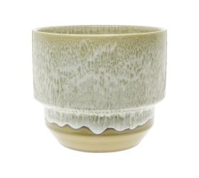 Obal keram. vlnky 18x18x15,5cm bielo-piesk.