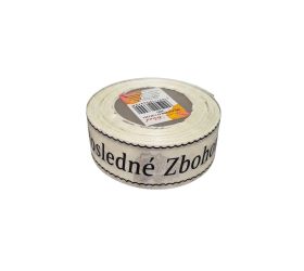 Smútočná stuha „Posledné zbohom“, ecru-čierna, šířka 3 cm, délka 20 yardov
