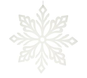 Záves vločka zamat plast 39 cm biela