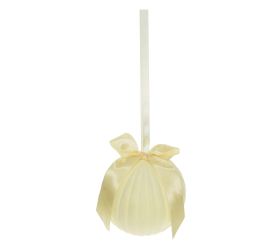 Záves guľa zamat plast 15 cm krém