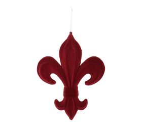 Záves ornament zamat plast 22cm červená