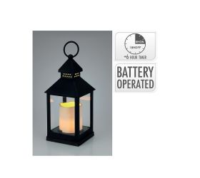 Led lampáš so sviečkou 23 cm čierny/časovač
