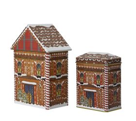 Dóza plech domček perník v21,5x13,5x8,5cm
