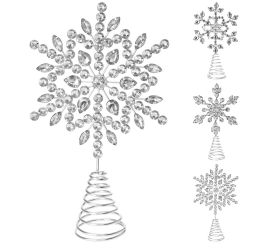 Špic na stromček so štrasom, 26 cm, strieborná