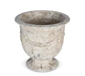 Kv-63 obal amfora na stopke  umelý kameň antique biela 38x38x46cm