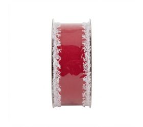 Stuha vian 3,8cm/10y zamat červený/biely lem