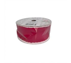 Stuha vianočná 6,3 cm, 10y zamat červený/biely lem