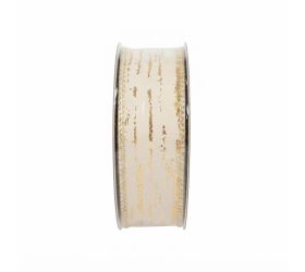Stuha 3,8 cm, 10y krém zlatý pásik