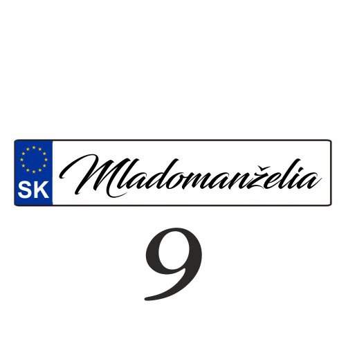 Svatební SPZ na auto – SPZ 9