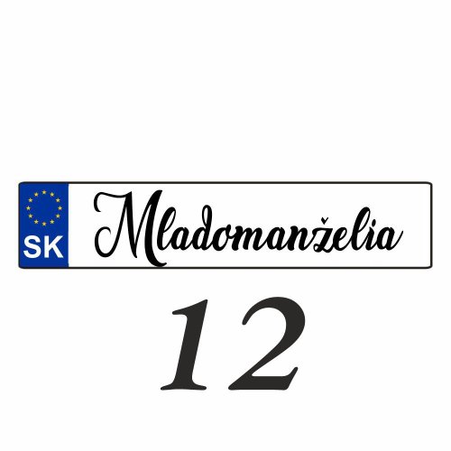 Svatební SPZ na auto – SPZ 12
