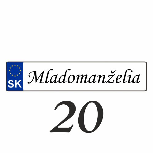 Svatební SPZ na auto – SPZ 20
